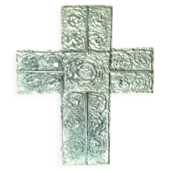 Sculpture de croix sakrale en métal brutaliste du milieu du siècle, années 1960