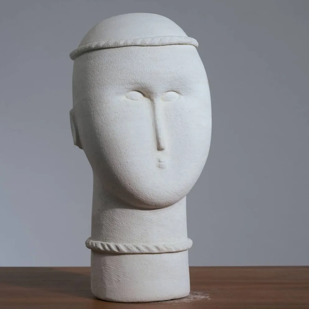 Sculpture de femme moderniste en grès, années 1980
