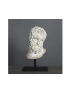 Sculpture de Tête d'Hercule, petite taille, en résine et socle en métal.