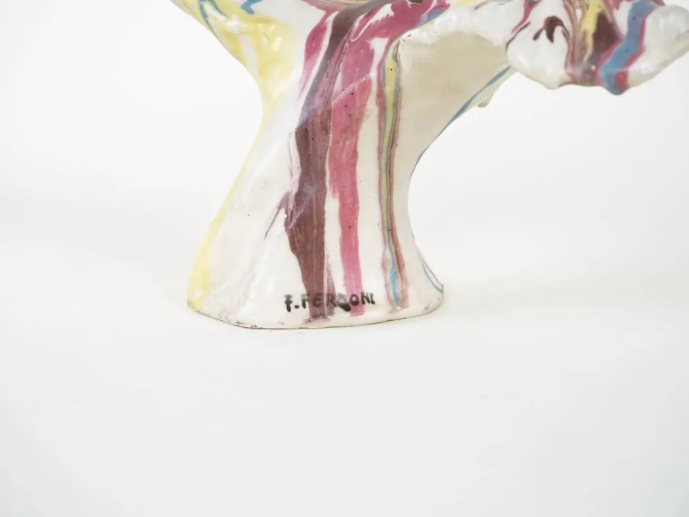 Sculpture d'oiseau en céramique, design italien, années 1970, fabricant : F. Ferroni