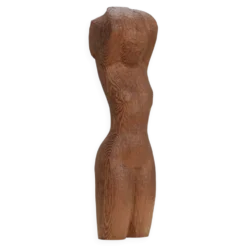 "Sculpture en bois sculpté à la main de torse de femme enchaînée, Pays-Bas, années 1970"