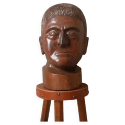 Sculpture en bois tête Kanak Nouvelle Calédonie objet fait main visage marotte ethnique tribal