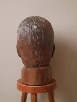 Sculpture en bois tête Kanak Nouvelle Calédonie objet fait main visage marotte ethnique tribal