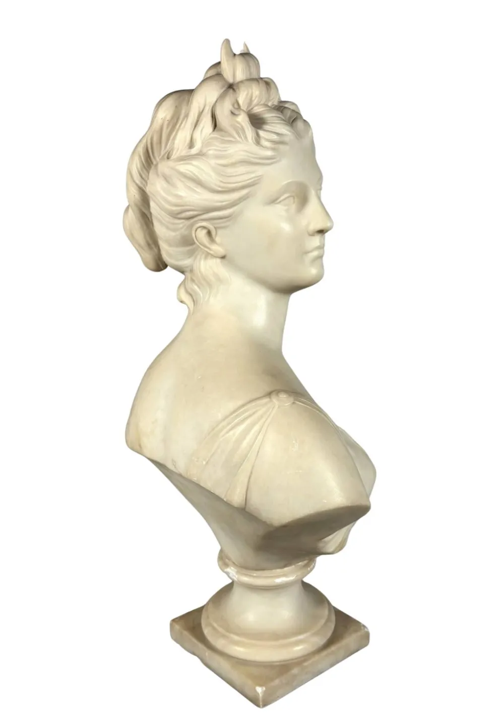 Sculpture en marbre blanc, buste de Diane d'après Houdon (1741-1828)