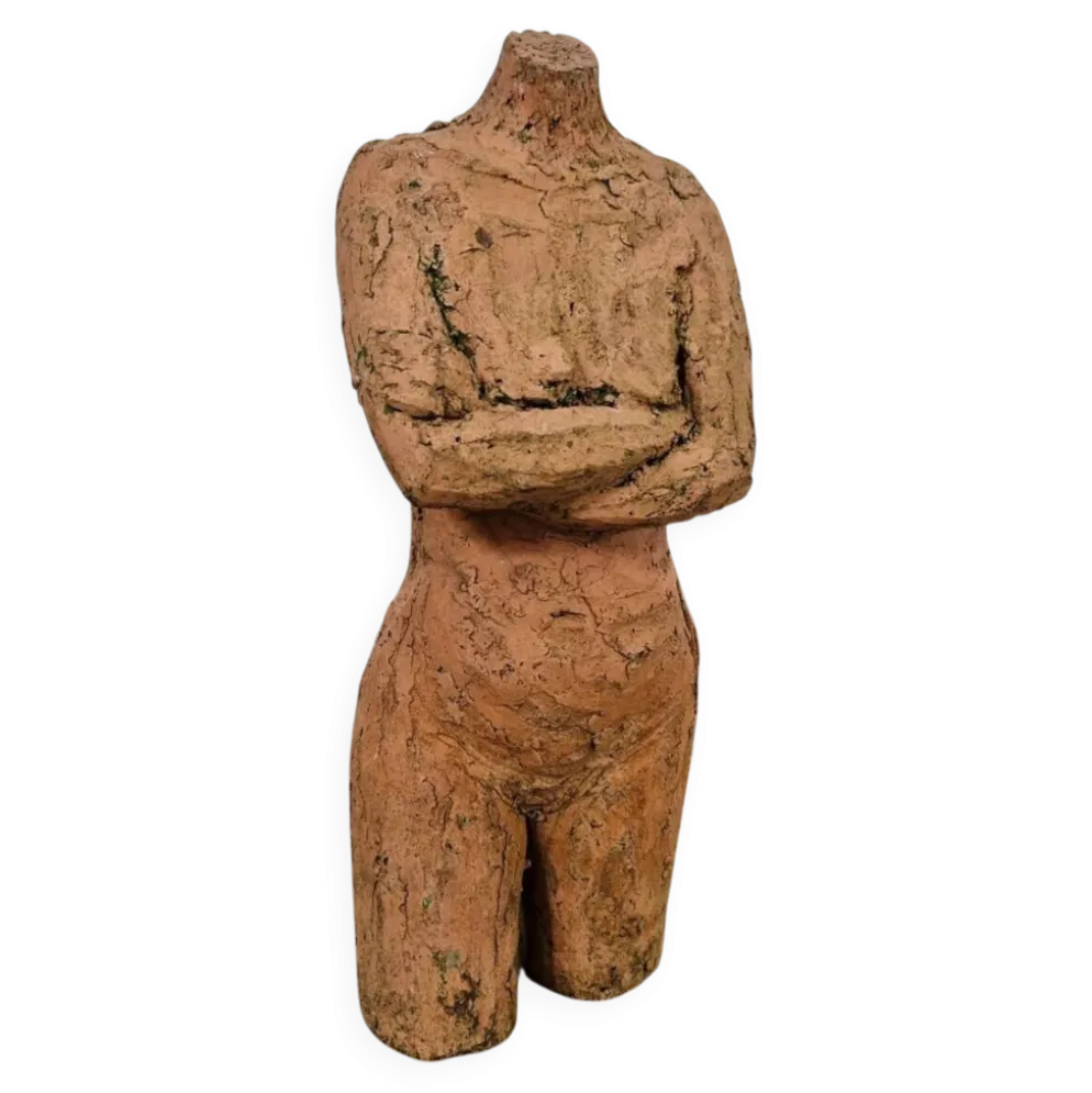 Sculpture en terre cuite vintage | Torse féminin
