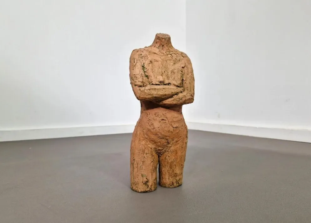 Sculpture en terre cuite vintage | Torse féminin