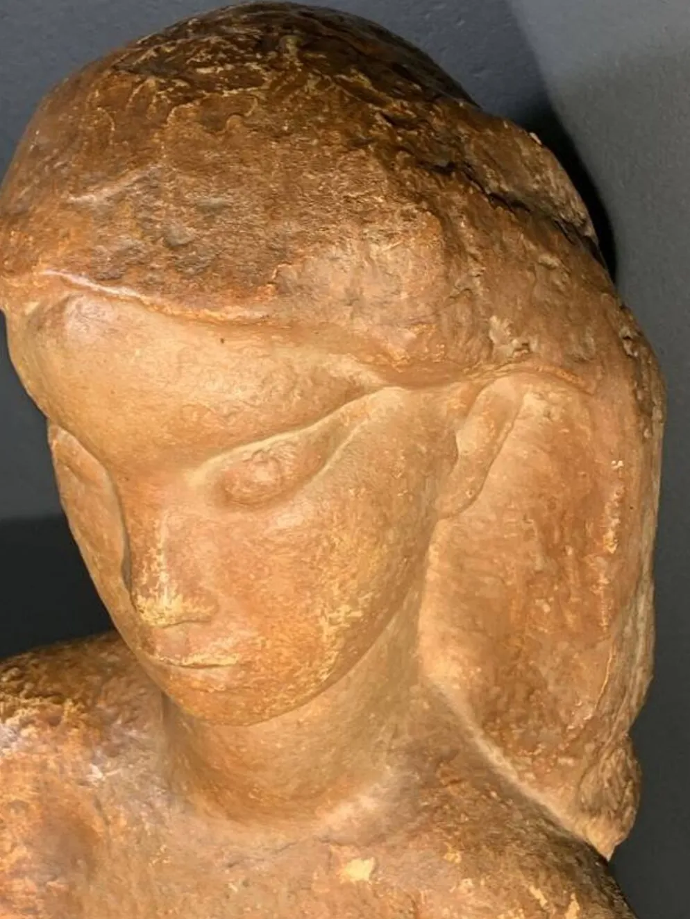 Sculpture expressionniste Art Déco "Buste Femme nue", 1940