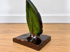 Sculpture feuille en céramique émaillée vintage – années 60/70