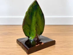 Sculpture feuille en céramique émaillée vintage – années 60/70