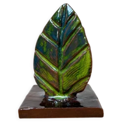 Sculpture feuille en céramique émaillée vintage – années 60/70