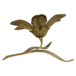 Sculpture figurine cendrier en laiton fleur de lys du milieu du siècle