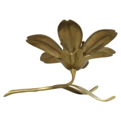 Sculpture figurine cendrier en laiton fleur de lys du milieu du siècle