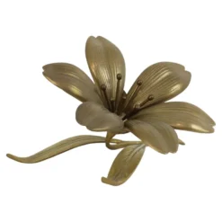 Sculpture figurine cendrier en laiton fleur de lys du milieu du siècle