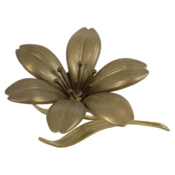Sculpture figurine cendrier en laiton fleur de lys du milieu du siècle