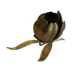 Sculpture figurine cendrier en laiton fleur de lys du milieu du siècle