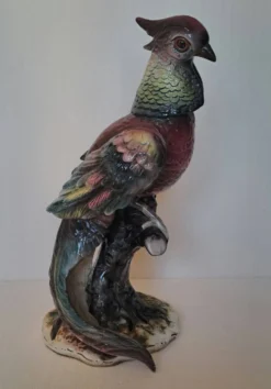 Sculpture grand coq faisan en faïence Capodimonte