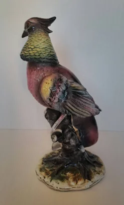 Sculpture grand coq faisan en faïence Capodimonte