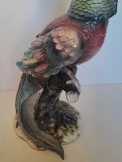 Sculpture grand coq faisan en faïence Capodimonte