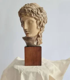 Sculpture, Grande tête creuse d'Apollon, vers 1890, sur socle en bois