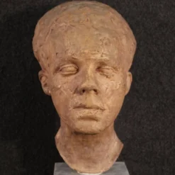Sculpture italienne en terre cuite avec socle en marbre
