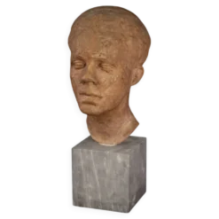 Sculpture italienne en terre cuite avec socle en marbre