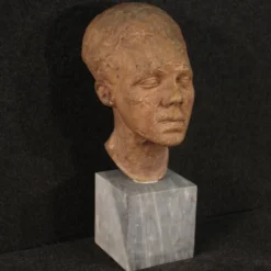 Sculpture italienne en terre cuite avec socle en marbre