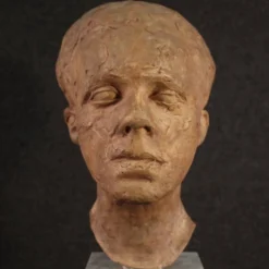 Sculpture italienne en terre cuite avec socle en marbre