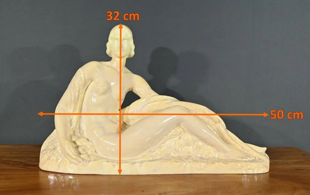 Sculpture « Jeune femme parmi les fleurs », Odyv, Manufacture Berlot-Mussier, Art Déco