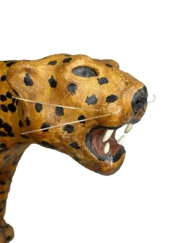 Sculpture Léopard Vintage Années 60/70 en Cuir Véritable Pièce Rétro