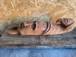 Sculpture Masque Africain Artisanal Bois Sculpté Vintage #D882