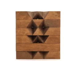 Sculpture minimaliste et géométrique en bois, années 70