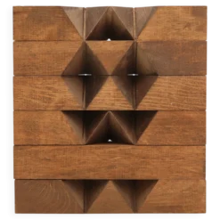Sculpture minimaliste et géométrique en bois, années 70