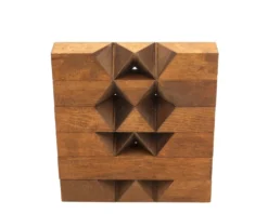 Sculpture minimaliste et géométrique en bois, années 70