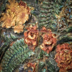 Sculpture murale en relief floral en céramique par Neubauer, années 1970