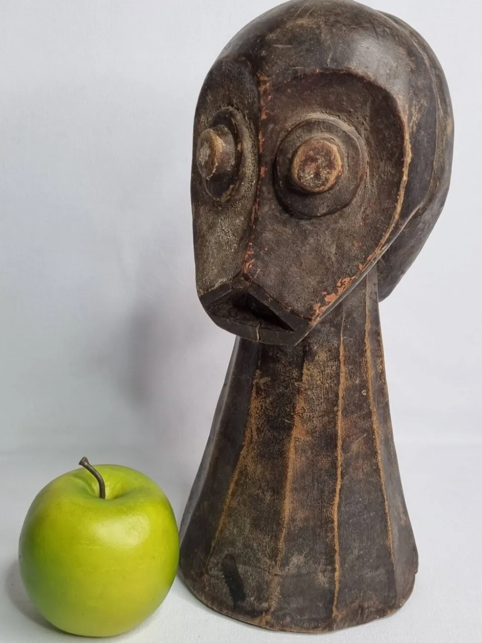 Sculpture tribale en bois, art rituel africain, Tête Kalunga Bembe, 31 cm