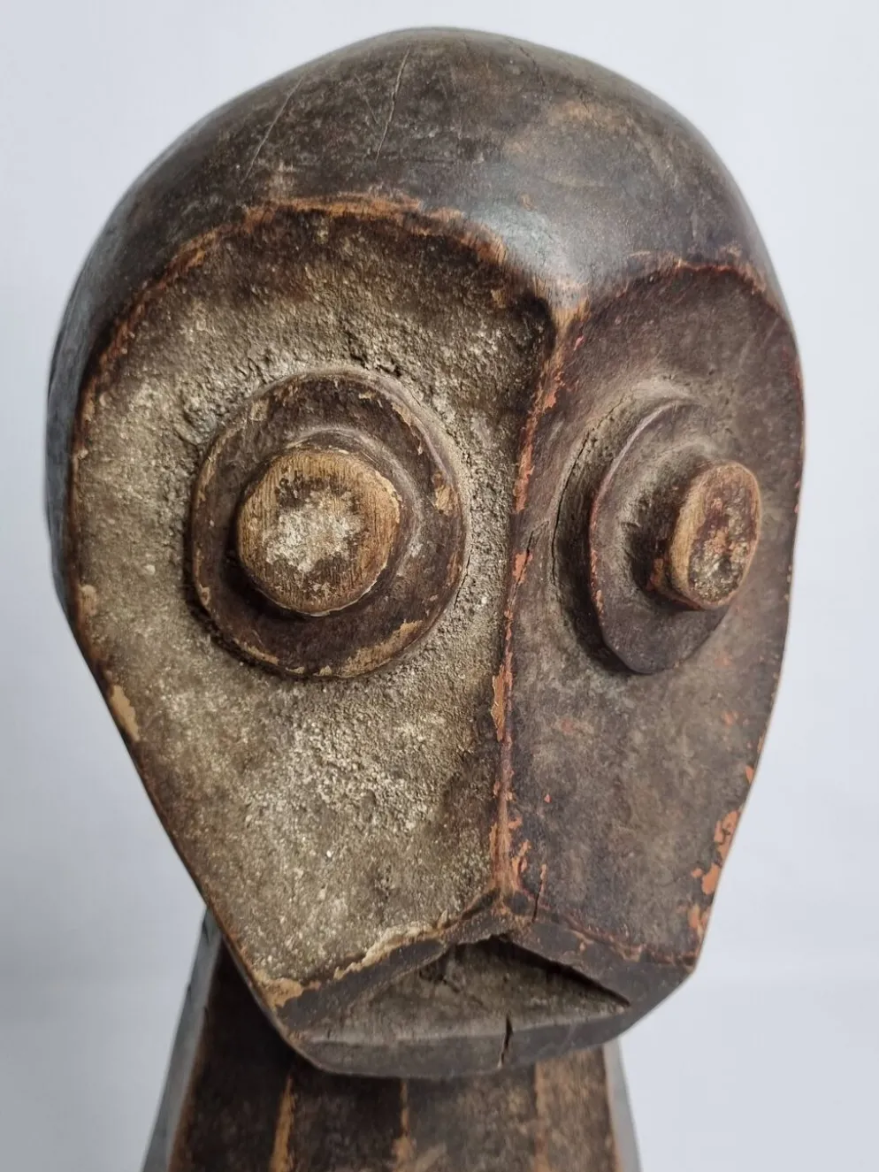 Sculpture tribale en bois, art rituel africain, Tête Kalunga Bembe, 31 cm
