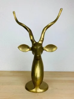 Sculpture tête d'antilope laiton format XXL, vintage