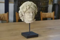 Sculpture tête en pierre reconstituée taillée style antique XIXème