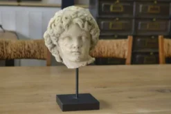 Sculpture tête en pierre reconstituée taillée style antique XIXème