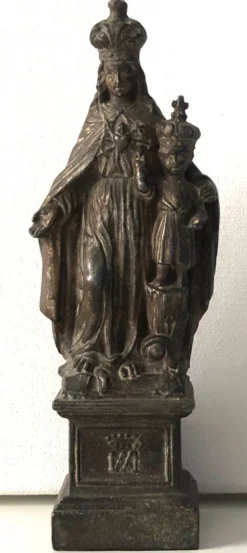 Sculpture vierge à l'enfant couronnés