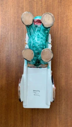 Sculpture vintage italienne peinte à la main âne avec charrette en forme de bol de Deruta, Italie