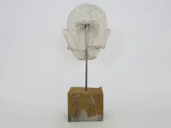 Sculpture visage en terre polychrome et plâtre, cabinet de curiosité. Ph Monaux. Artiste ariégeois