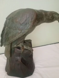 Scupture - Armand Fagotto - Aigle sur un rocher - Terre cuite & patine
