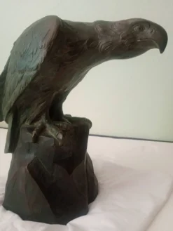 Scupture - Armand Fagotto - Aigle sur un rocher - Terre cuite & patine