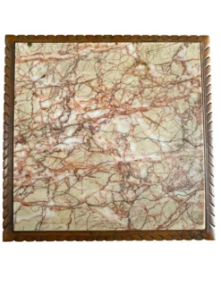 Sellette colonne ancienne en bois et marbre – Style Art Déco