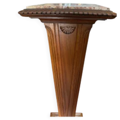 Sellette colonne ancienne en bois et marbre – Style Art Déco