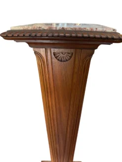 Sellette colonne ancienne en bois et marbre – Style Art Déco