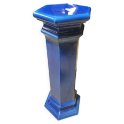 Sellette - colonne en faïence bleue