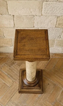 Sellette, colonne piédestal en bois et laque imitant le marbre, XIXe