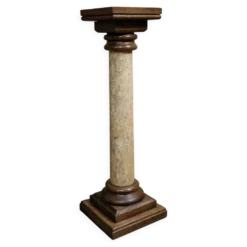 Sellette, colonne piédestal en bois et laque imitant le marbre, XIXe